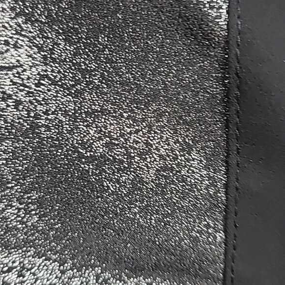 Express Black Cream Silver Color Block Metallic Open Back Sleeveless Work Blouse - Picture 7 of 11